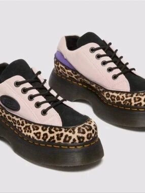 The Dr. Martens Buzz 5-Eye Leopard Hair-On & Suede Shoes in Women's Size 7